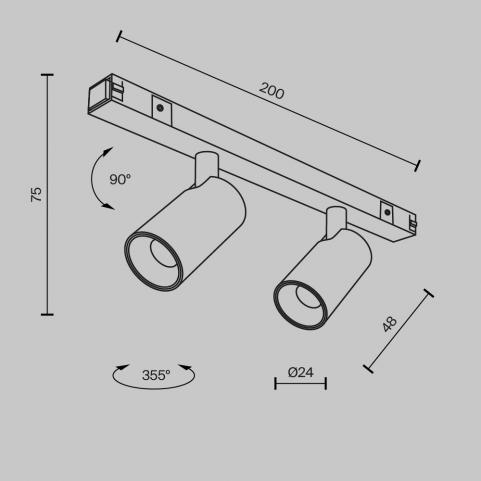 Трековый светильник Maytoni Technical Basity  Focus Duo TR176-1-2X3WTW-M-B
